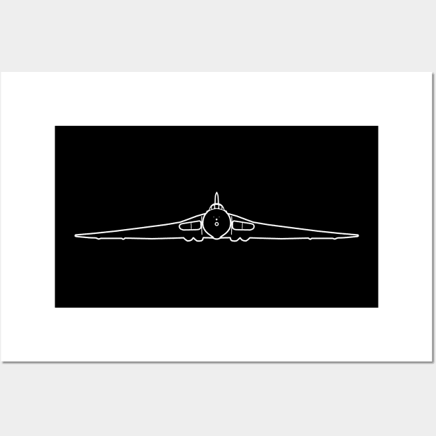 Avro Vulcan classic aircraft outline graphic (white) Wall Art by soitwouldseem